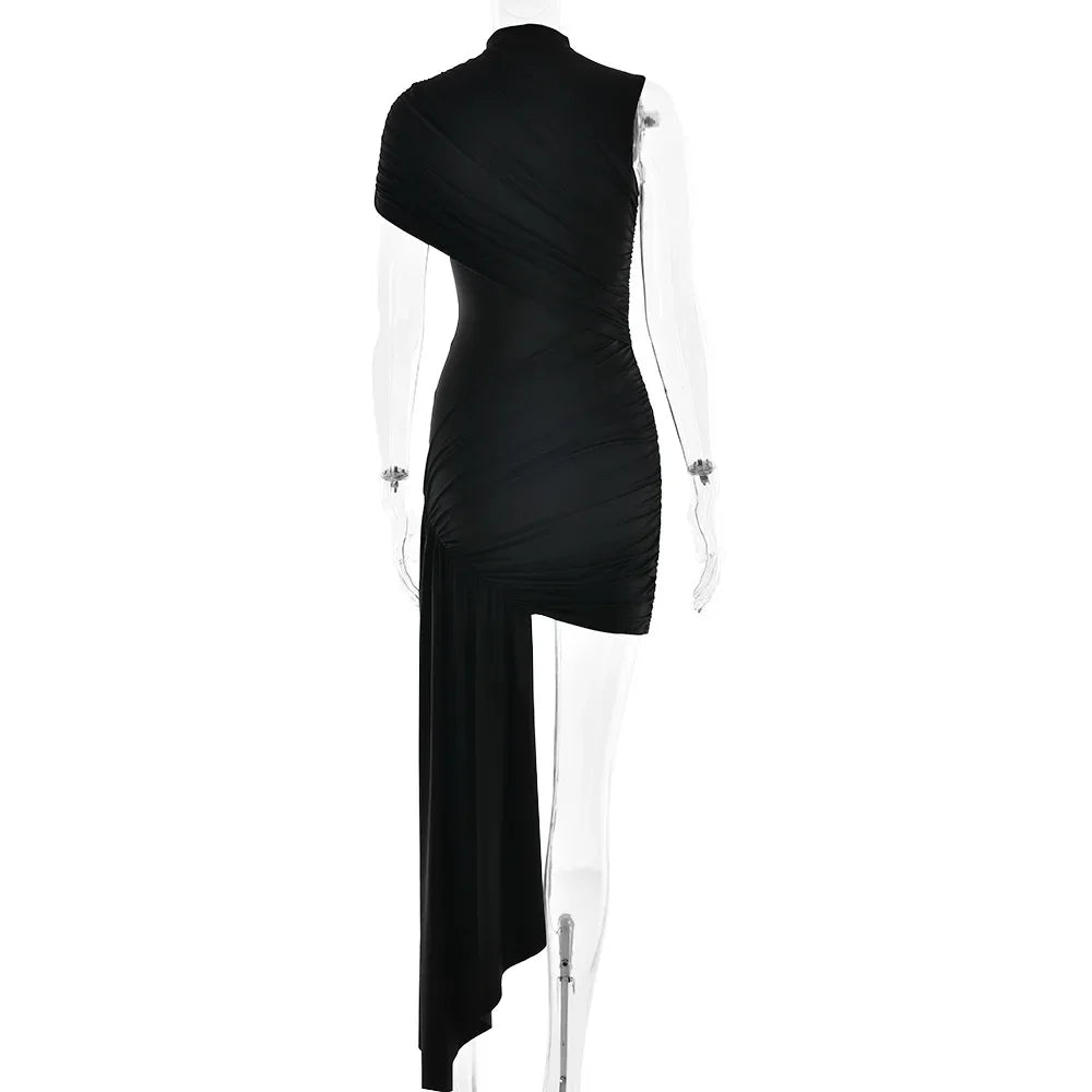 Vestido mini plisado irregular | Vestido urbano con borlas en el dobladillo