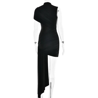 Vestido mini plisado irregular | Vestido urbano con borlas en el dobladillo