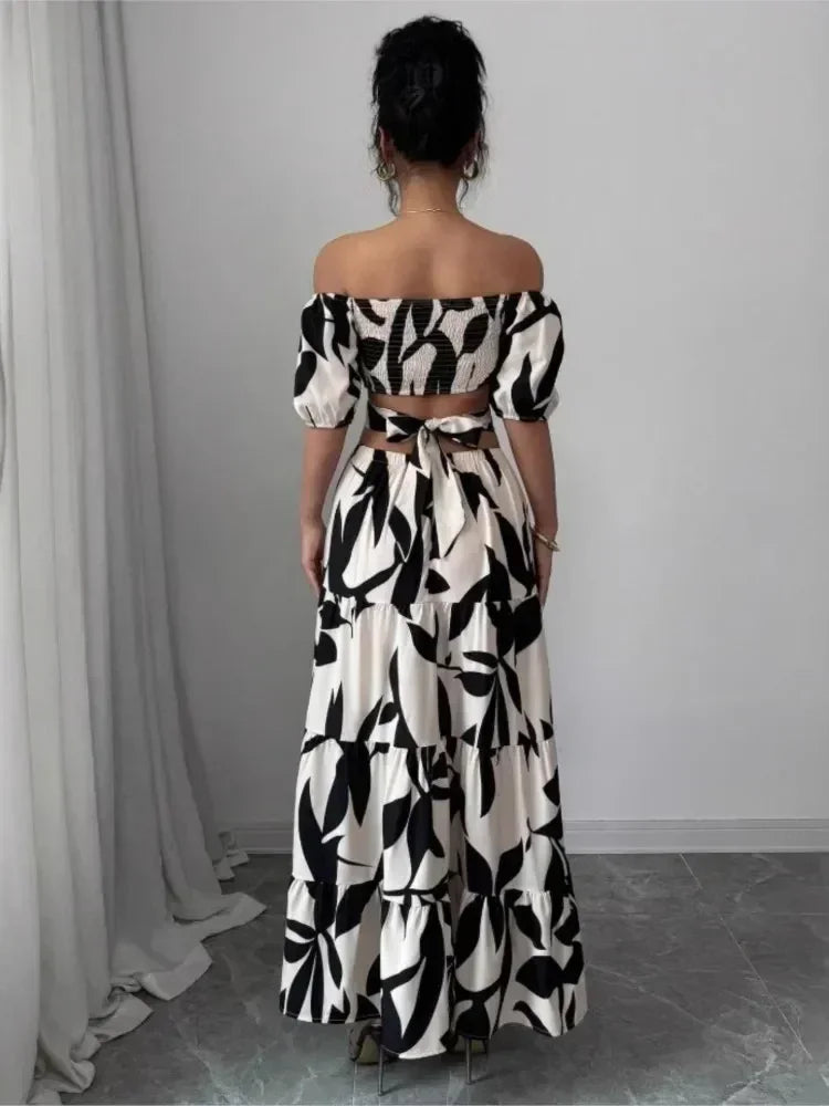 優雅女士短袖連身裙