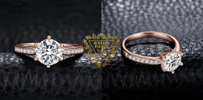 Anillo de compromiso de boda en plata de ley S925 con moissanita color D de JewelryPalace, redondo, 0,5 ct, 1 ct, 1,5 ct, 2 ct y 3 ct, para mujer