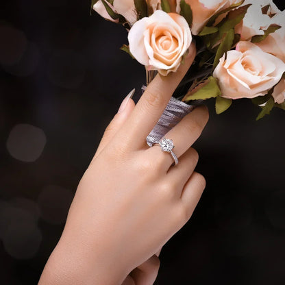 Anillo de compromiso de boda en plata de ley S925 con moissanita color D de JewelryPalace, redondo, 0,5 ct, 1 ct, 1,5 ct, 2 ct y 3 ct, para mujer