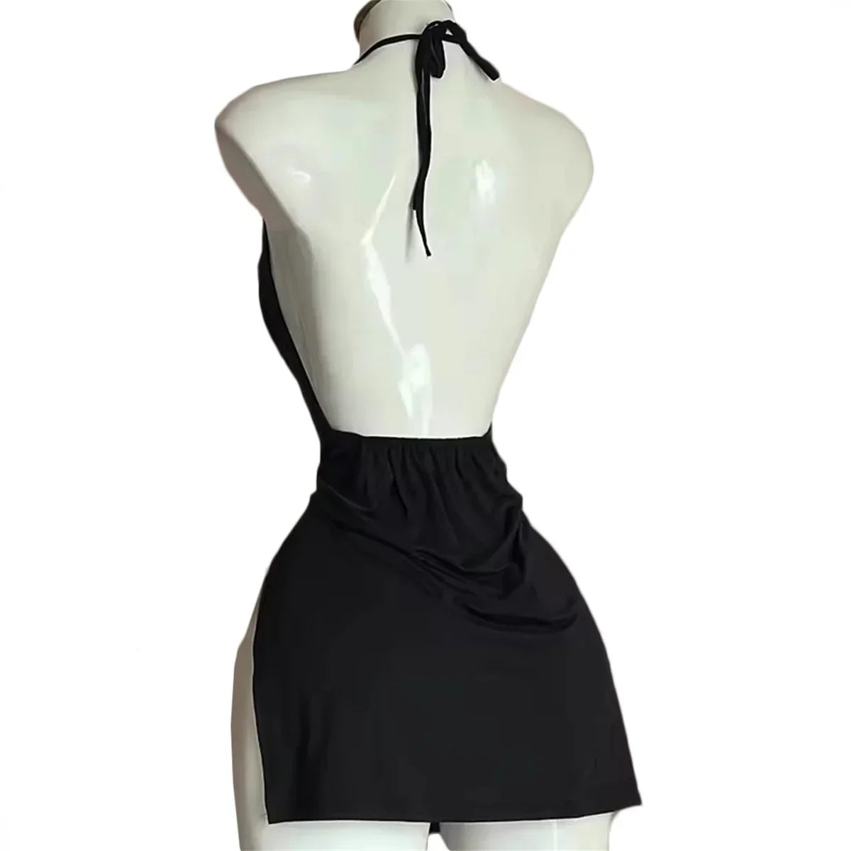 V領露背吊帶裙 | 性感繫帶沙灘裙 -femstylo