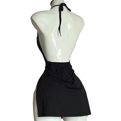 V領露背吊帶裙 | 性感繫帶沙灘裙 -femstylo