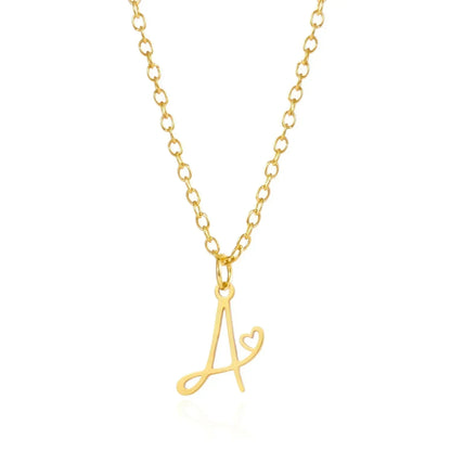 Collar de acero inoxidable con colgante de corazón y 26 letras iniciales para mujer, color dorado, con alfabeto de la A a la Z, regalo de cumpleaños
