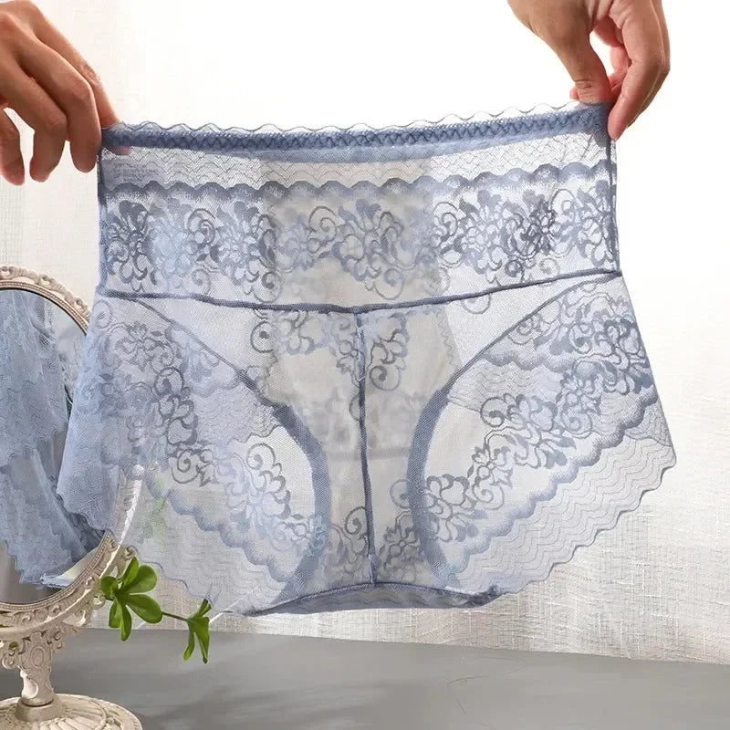 XL-3XL 大尺碼女士蕾絲內褲夏季透明鏤空三角褲女性性感內衣透氣內褲新款