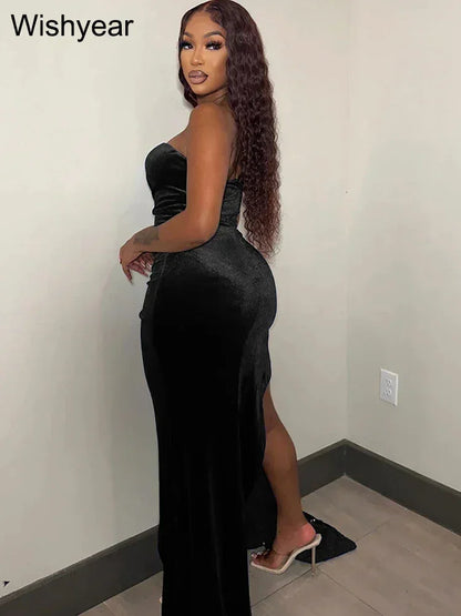 Vestido largo ajustado elegante y brillante de Wishyear