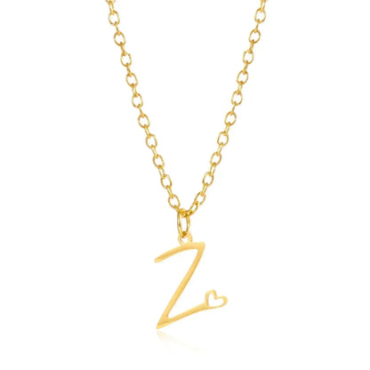 Collar de acero inoxidable con colgante de corazón y 26 letras iniciales para mujer, color dorado, con alfabeto de la A a la Z, regalo de cumpleaños
