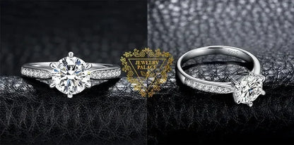 Anillo de compromiso de boda en plata de ley S925 con moissanita color D de JewelryPalace, redondo, 0,5 ct, 1 ct, 1,5 ct, 2 ct y 3 ct, para mujer