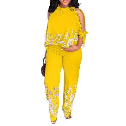 Nuevo conjunto de dos piezas para mujer, talla grande, moda, manga corta