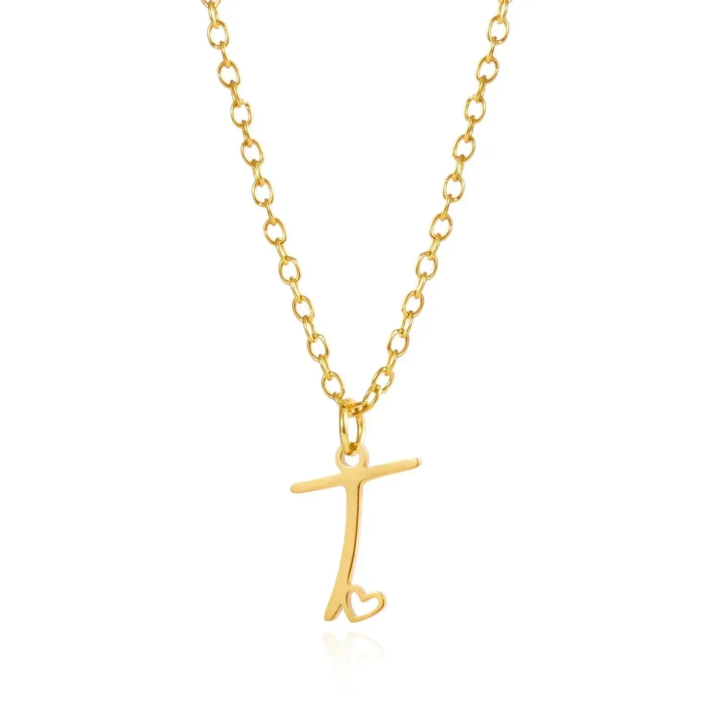 Collar de acero inoxidable con colgante de corazón y 26 letras iniciales para mujer, color dorado, con alfabeto de la A a la Z, regalo de cumpleaños
