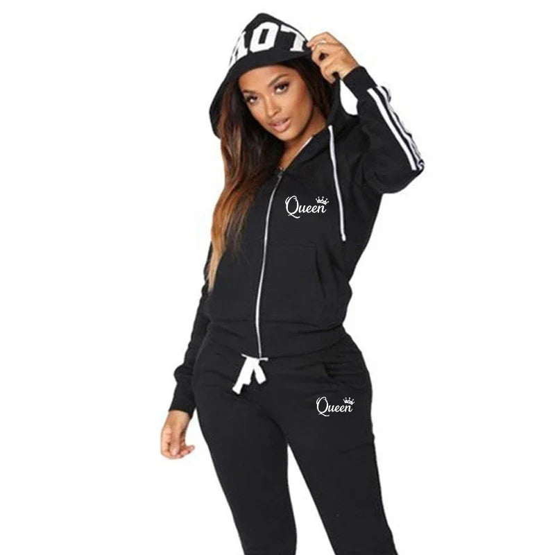 ChicStride: Women's Striped Hoodie & Jogger Set