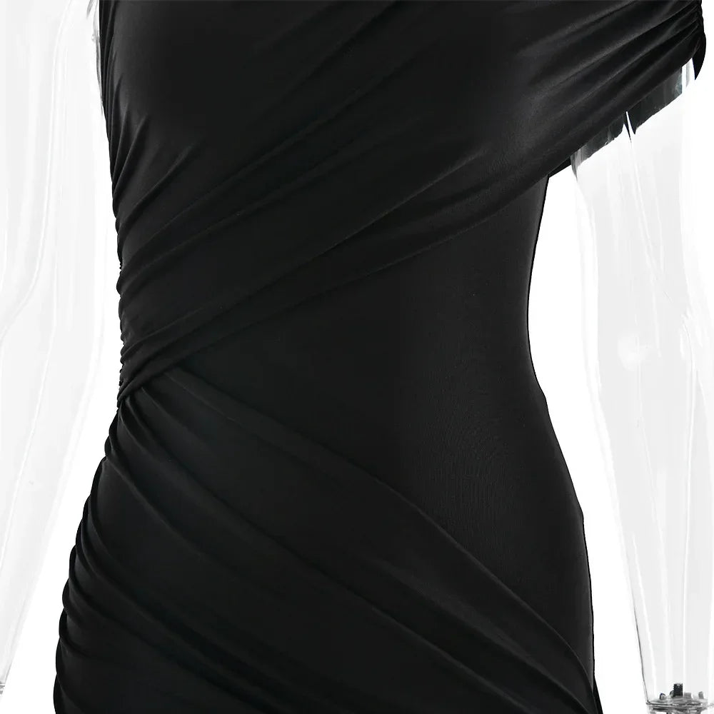 Vestido mini plisado irregular | Vestido urbano con borlas en el dobladillo