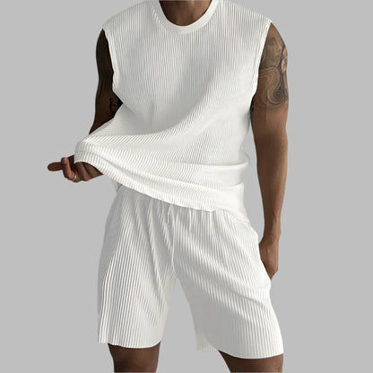 Summer Izzy Pleated Sleeveless Tank men beach shorts set