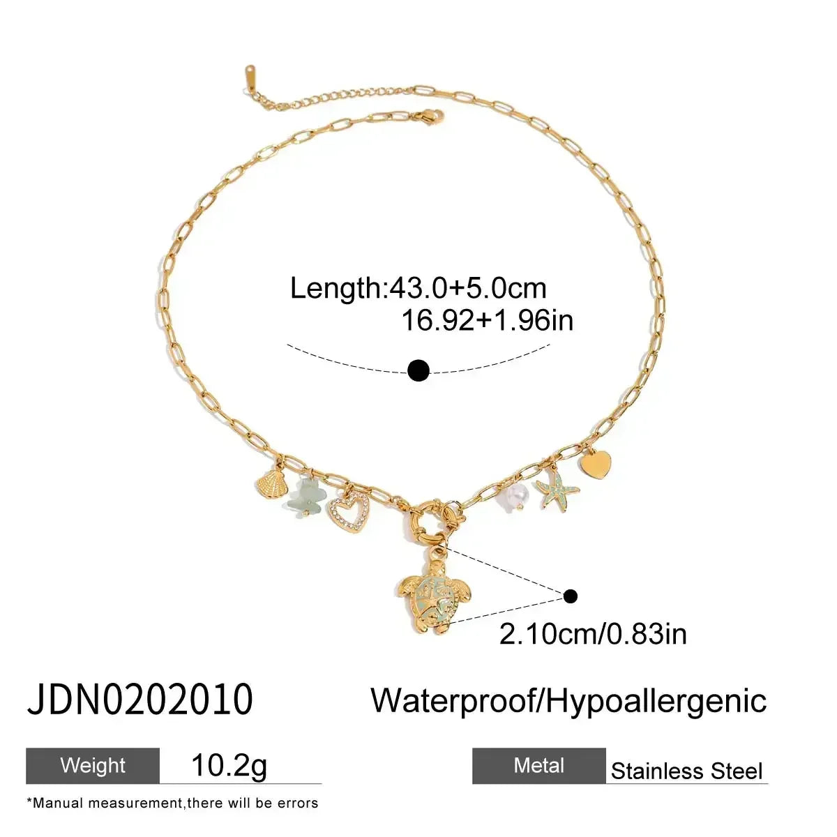 Collar Zora con colgante de caracola, estilo veraniego, colorido, para mujer, de acero inoxidable chapado en oro de 18 quilates, con múltiples dijes, joyería de moda