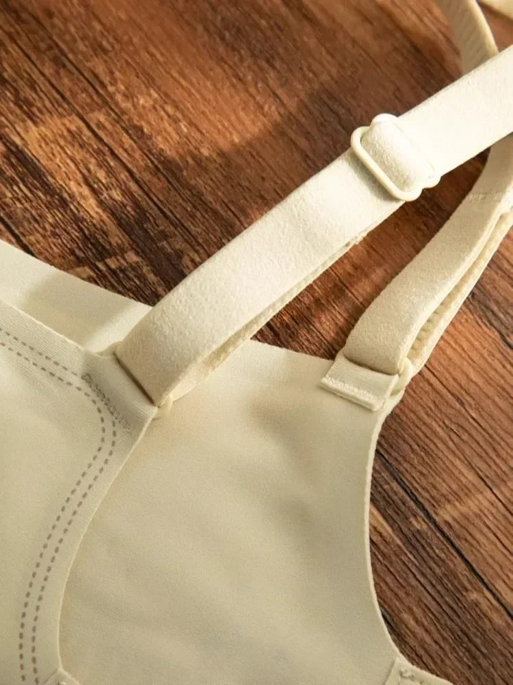MOYISU Lencería de verano para mujer, sujetador pequeño sin aros, sin costuras, con barra de gelatina, soporte suave, espalda plegada