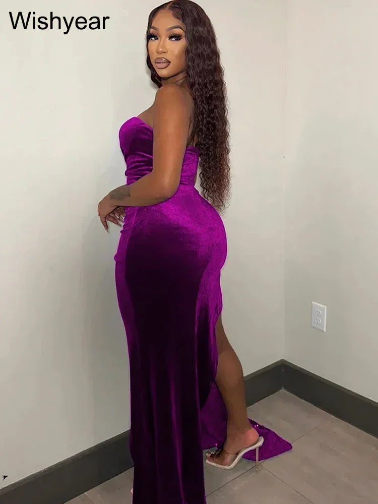 Vestido largo ajustado elegante y brillante de Wishyear