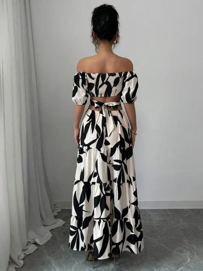 優雅女士短袖連身裙