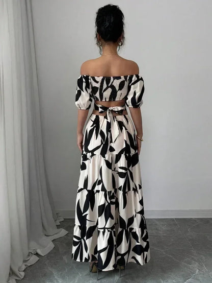 優雅女士短袖連身裙