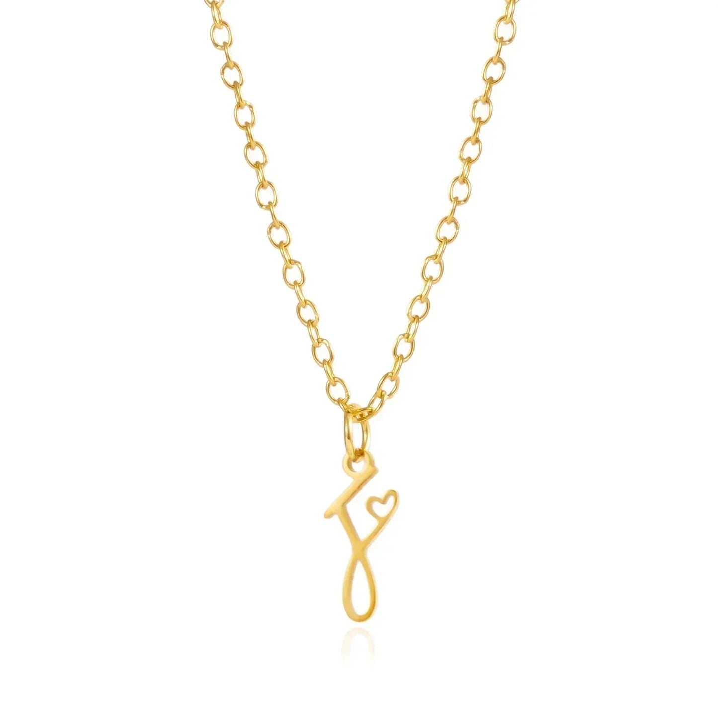 Collar de acero inoxidable con colgante de corazón y 26 letras iniciales para mujer, color dorado, con alfabeto de la A a la Z, regalo de cumpleaños