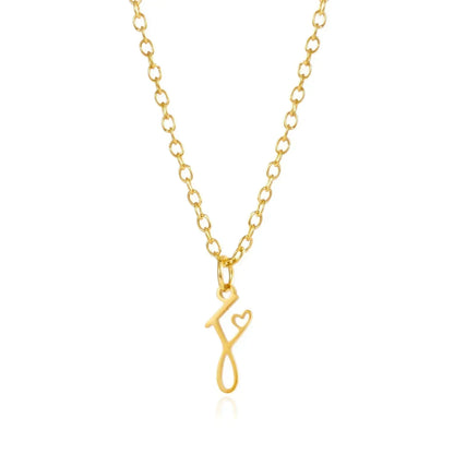 Collar de acero inoxidable con colgante de corazón y 26 letras iniciales para mujer, color dorado, con alfabeto de la A a la Z, regalo de cumpleaños