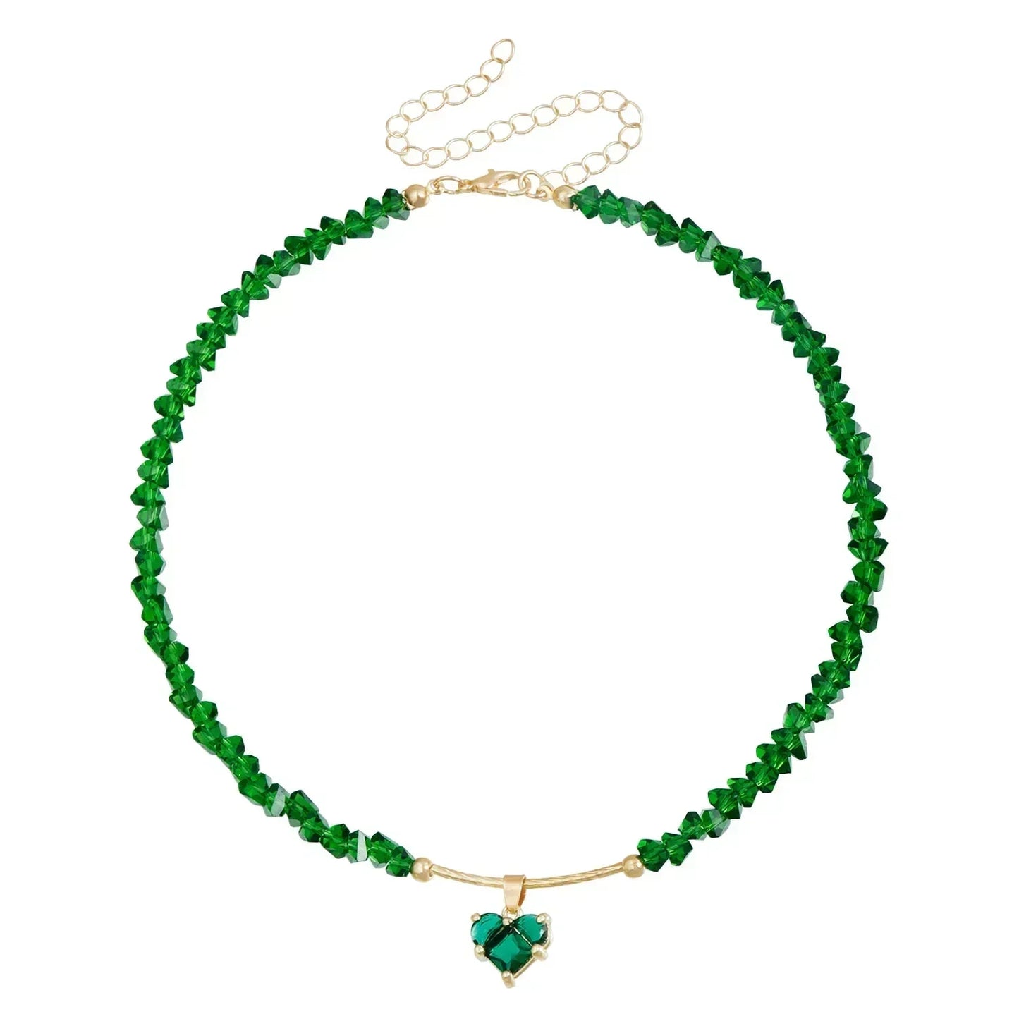 Collar de cuentas de corazón de moda para mujer, estilo bohemio, elegante, con cadena de cristal irregular, gargantilla Y2K, exquisito regalo de fiesta, accesorios de joyería