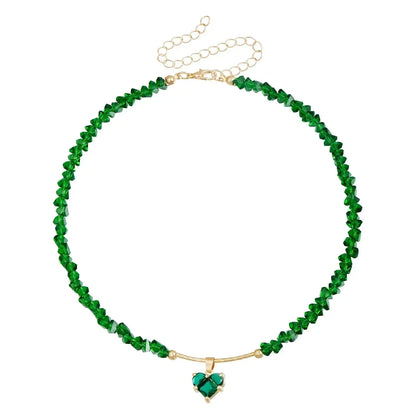 Collar de cuentas de corazón de moda para mujer, estilo bohemio, elegante, con cadena de cristal irregular, gargantilla Y2K, exquisito regalo de fiesta, accesorios de joyería
