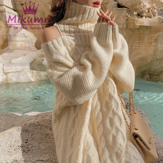 針織高領毛衣洋裝