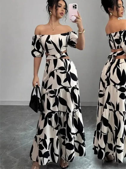 優雅女士短袖連身裙