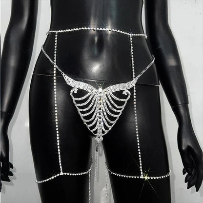 Rhinestone Butterfly Body Chain Lingerie