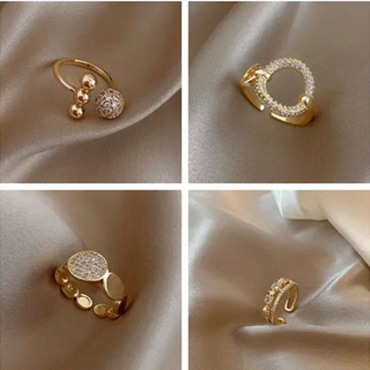 Anillo de apertura de hoja chapado en oro de lujo ligero, exquisito anillo geométrico de circón tipo colmena para el dedo índice, joyería de tendencia para bodas y fiestas, regalo