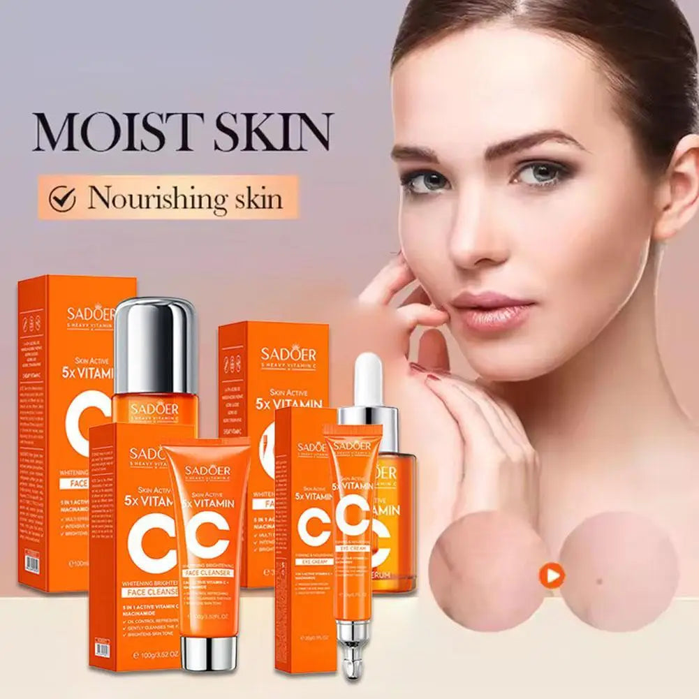 5xVitamin C Facial Cleanser,lotion,eye Cream,face Serum Whitening Brightening,Reduce Dullness Of Skin Tone Skin Care Products