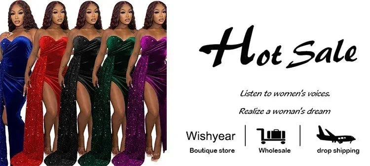 Vestido largo ajustado elegante y brillante de Wishyear