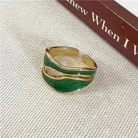 Anillo ajustable abierto geométrico de forma irregular de metal esmaltado blanco vintage para mujer y niña, joyería, regalo de cumpleaños, Anillo para hombre