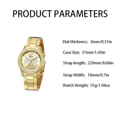 5-Piece Elegant Luxury Gold Watch & Jewelry Set - Perfect Gift for Any Occasion