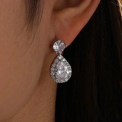 Pendientes colgantes clásicos ZAKOL con forma de gota de agua y circonita cúbica para novia, para mujer y niña, joyería de compromiso y boda de cristal CZ moderno