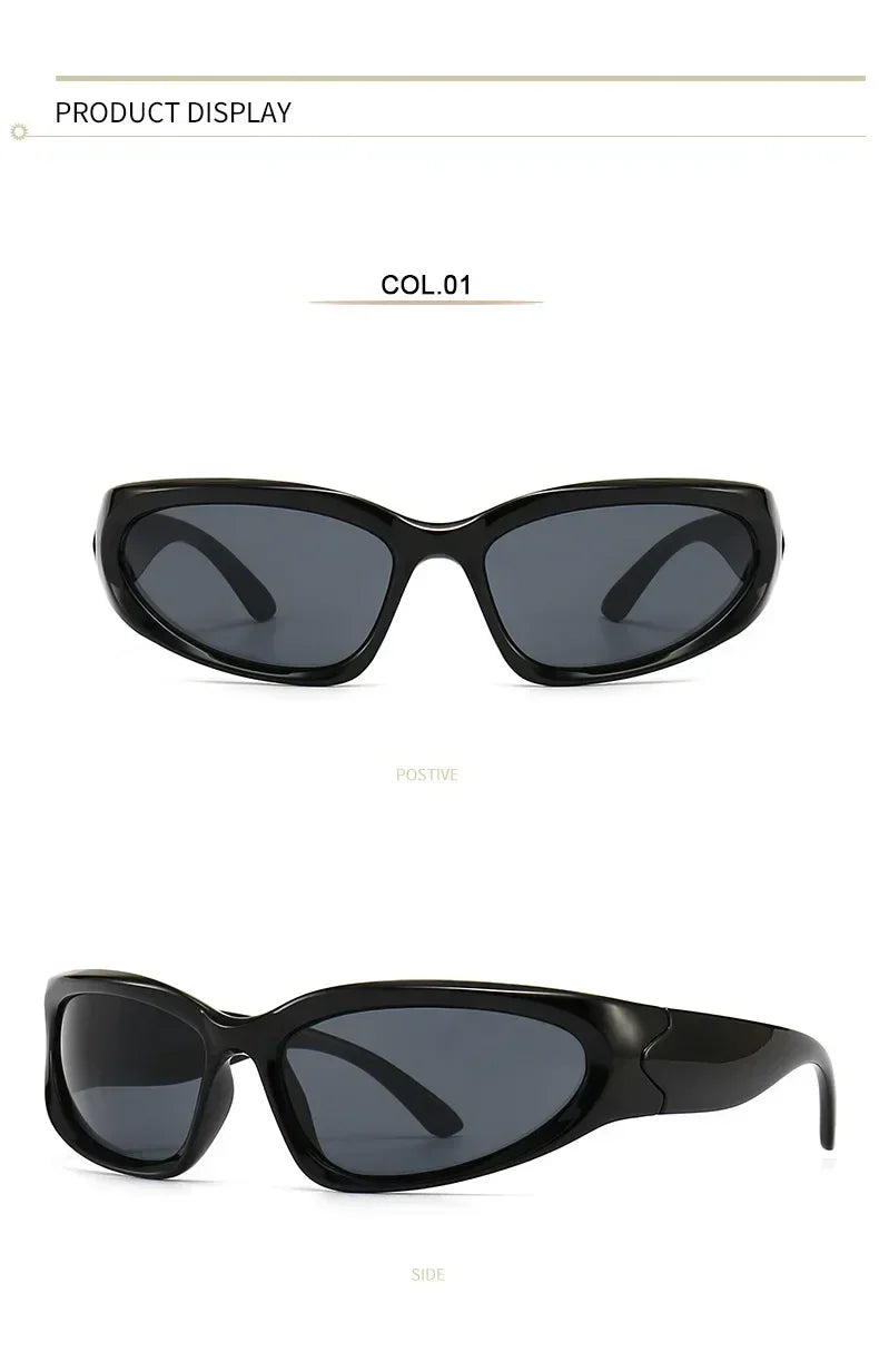 獨特的Y2K設計師奢華太陽眼鏡，女士長方形大框太陽眼鏡，男士戶外防紫外線經典2000S黑色款