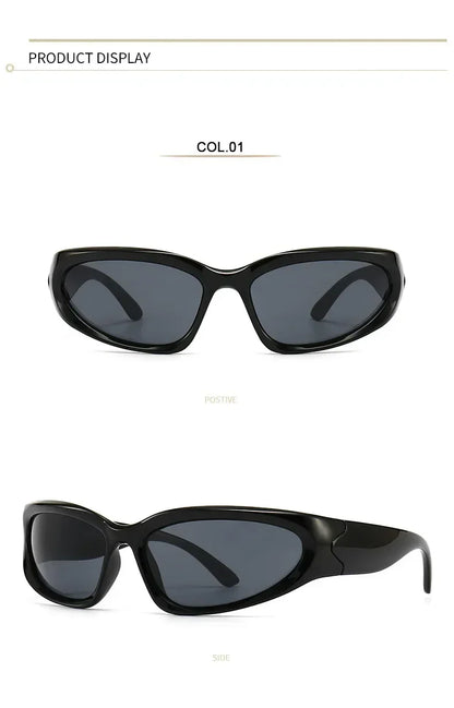 獨特的Y2K設計師奢華太陽眼鏡，女士長方形大框太陽眼鏡，男士戶外防紫外線經典2000S黑色款