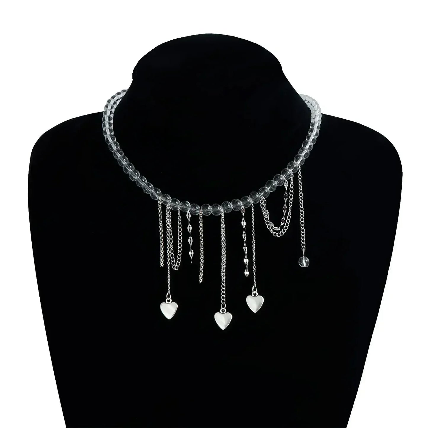 Collar de cuentas de corazón de moda para mujer, estilo bohemio, elegante, con cadena de cristal irregular, gargantilla Y2K, exquisito regalo de fiesta, accesorios de joyería