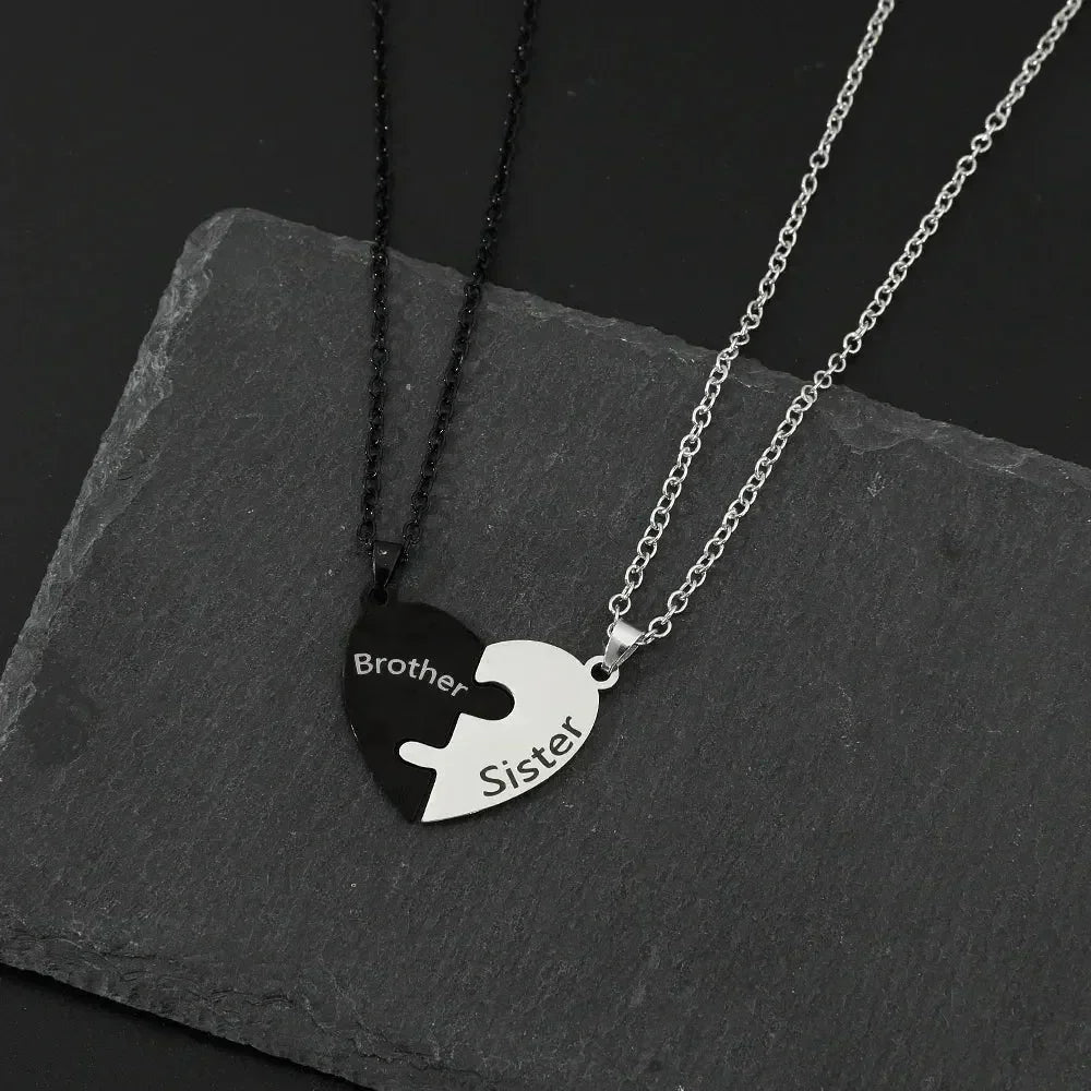 Collar con colgante de rompecabezas de corazón de amor para padre, madre, hijo e hija, joyería de acero inoxidable para mujer, regalo para el Día de la Madre