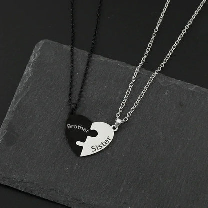 Collar con colgante de rompecabezas de corazón de amor para padre, madre, hijo e hija, joyería de acero inoxidable para mujer, regalo para el Día de la Madre