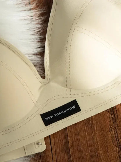 MOYISU Lencería de verano para mujer, sujetador pequeño sin aros, sin costuras, con barra de gelatina, soporte suave, espalda plegada