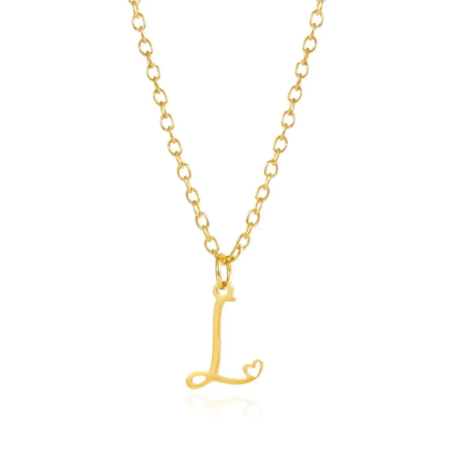 Collar de acero inoxidable con colgante de corazón y 26 letras iniciales para mujer, color dorado, con alfabeto de la A a la Z, regalo de cumpleaños