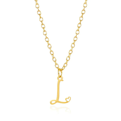 Collar de acero inoxidable con colgante de corazón y 26 letras iniciales para mujer, color dorado, con alfabeto de la A a la Z, regalo de cumpleaños