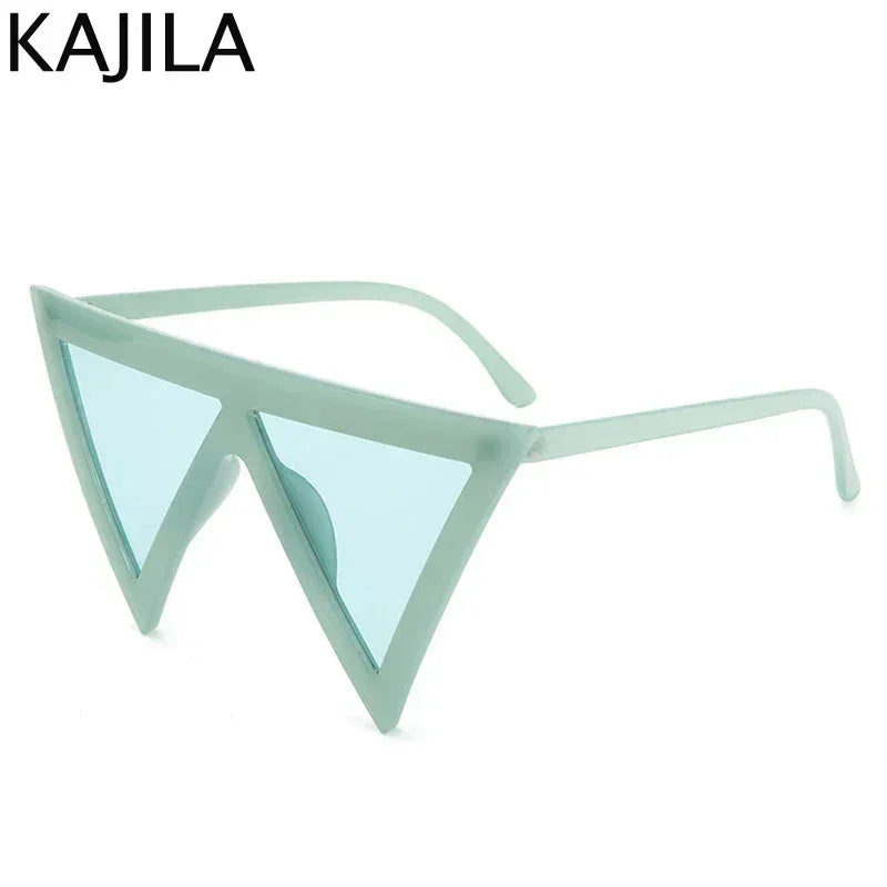 Oversized Triangle Punk Shiled Sunglasses Women Big Frame 2025 Luxury Brand Windproof Eyewear For Ladies UV400 Goggle Shades