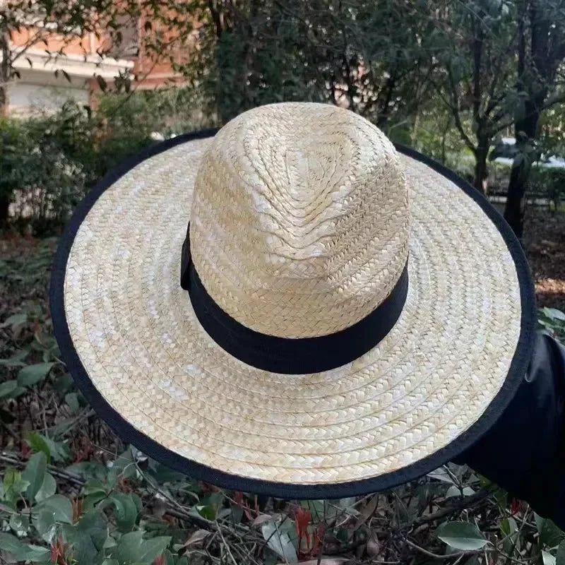2024年新女士時尚度假沙灘防紫外線寬簷草編遮陽帽，夏季旅行巴拿馬帽，戶外批發