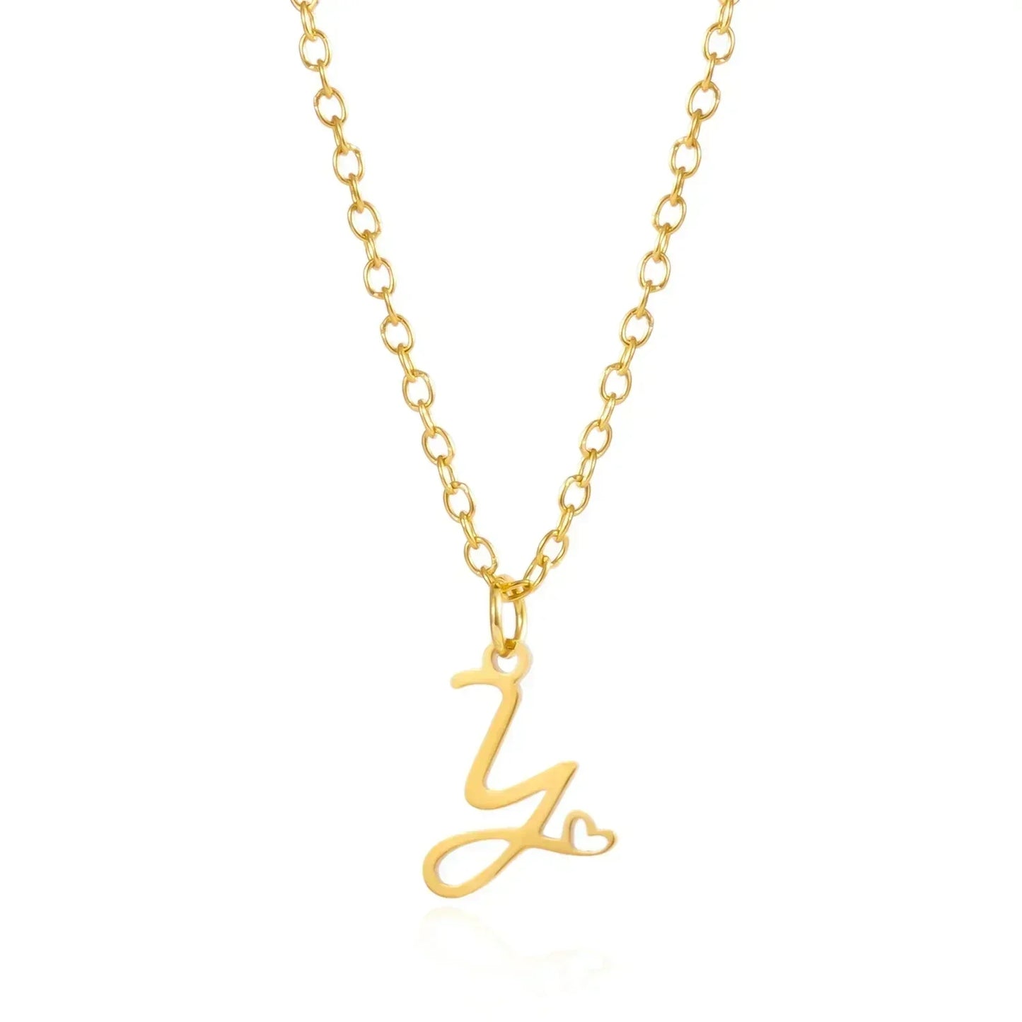 Collar de acero inoxidable con colgante de corazón y 26 letras iniciales para mujer, color dorado, con alfabeto de la A a la Z, regalo de cumpleaños