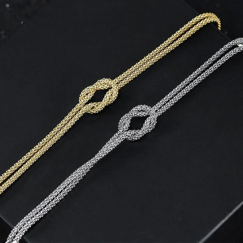 ORSA JEWELS Pulsera clásica de cadena de maíz de doble capa en oro de 14 quilates, pulsera de plata de ley 925 de moda para mujer, joyería de fiesta SB196