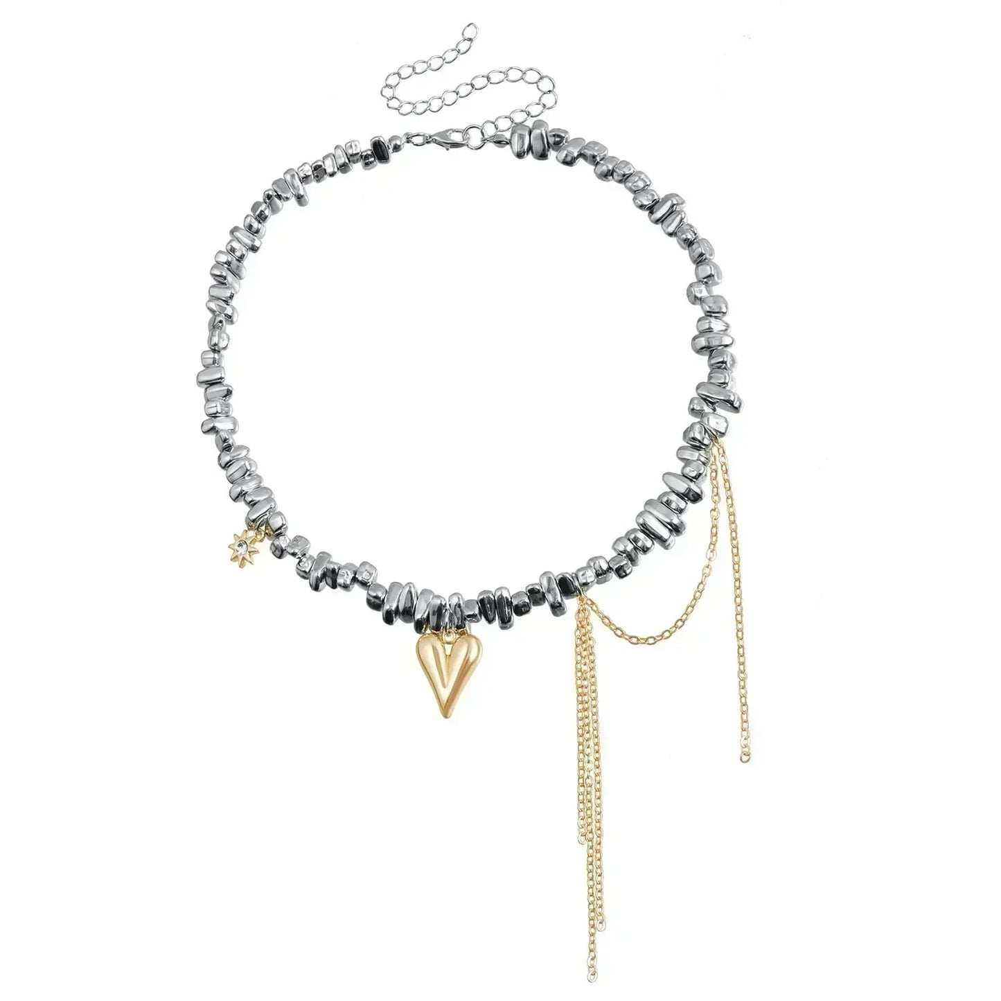 Collar de cuentas de corazón de moda para mujer, estilo bohemio, elegante, con cadena de cristal irregular, gargantilla Y2K, exquisito regalo de fiesta, accesorios de joyería