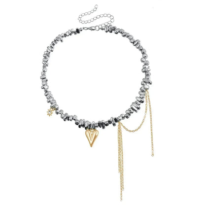 Collar de cuentas de corazón de moda para mujer, estilo bohemio, elegante, con cadena de cristal irregular, gargantilla Y2K, exquisito regalo de fiesta, accesorios de joyería