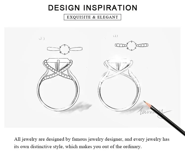 Anillo de compromiso de boda en plata de ley S925 con moissanita color D de JewelryPalace, redondo, 0,5 ct, 1 ct, 1,5 ct, 2 ct y 3 ct, para mujer